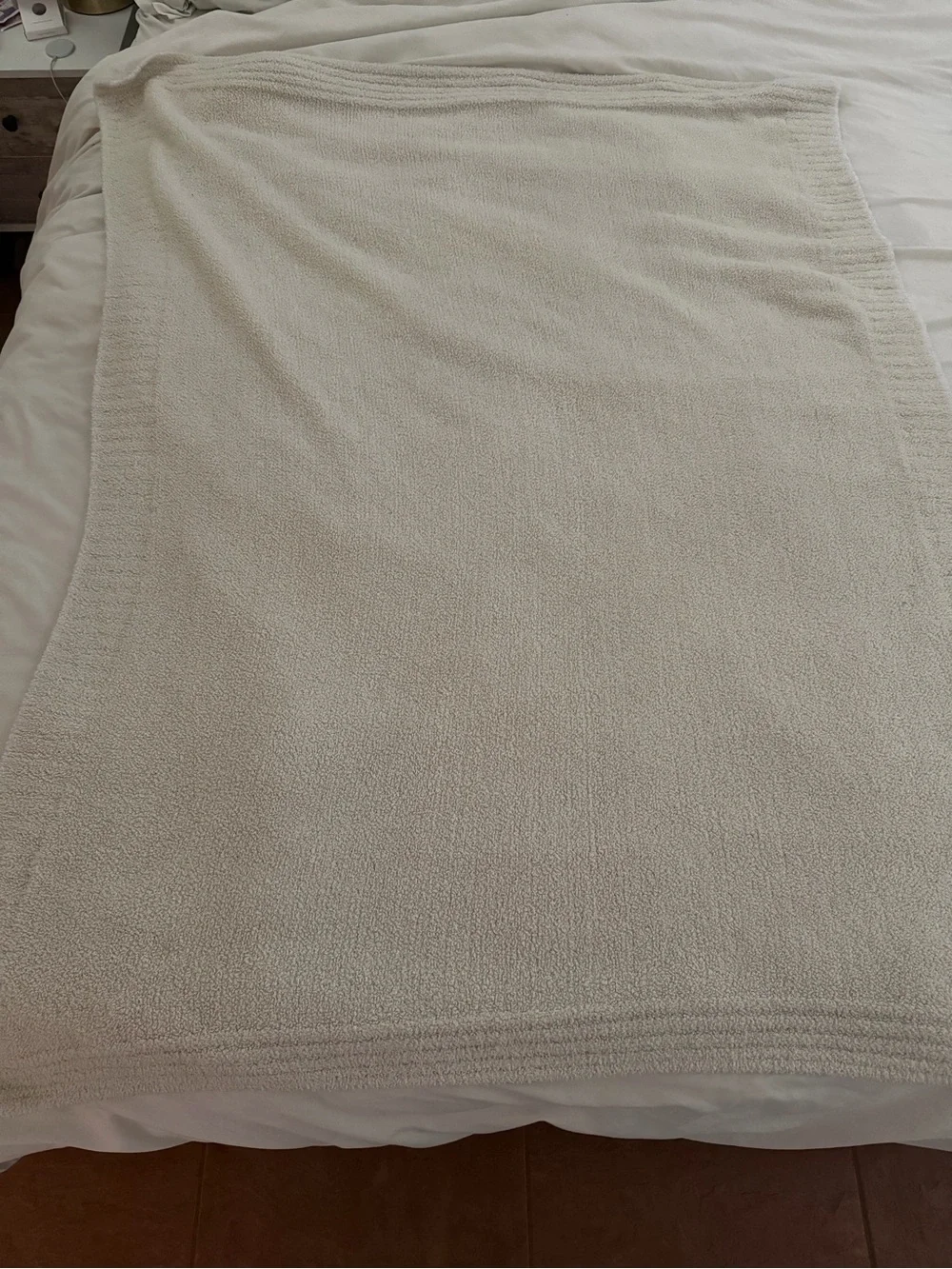 Barefoot Dreams CozyChic Cream Colored Throw Blanket